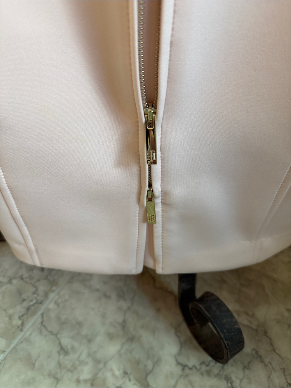 Tommy Hilfiger Light Pink Scuba Sleeveless Zip-Front Dress with Belt - Picture 7 of 8